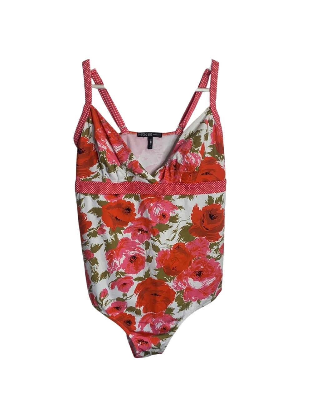 Pez D’or Barcelona Floral White Pink One Piece Maternity Swimsuit W-540 Size L